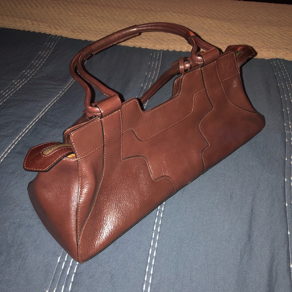 HOBO Chestnut Brown Leather Top-Handle Shoulder Bag - Picture 2 of 5